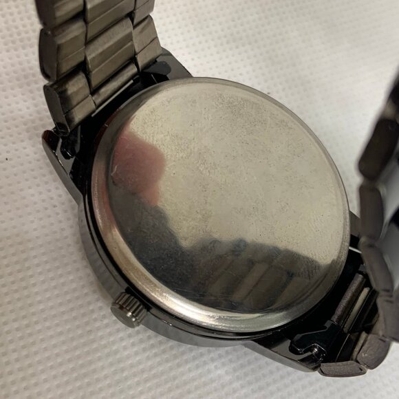 Meibo men Car Wheel dial Watch black tone 43mm round case quartz 7.5” running - Picture 6 of 7